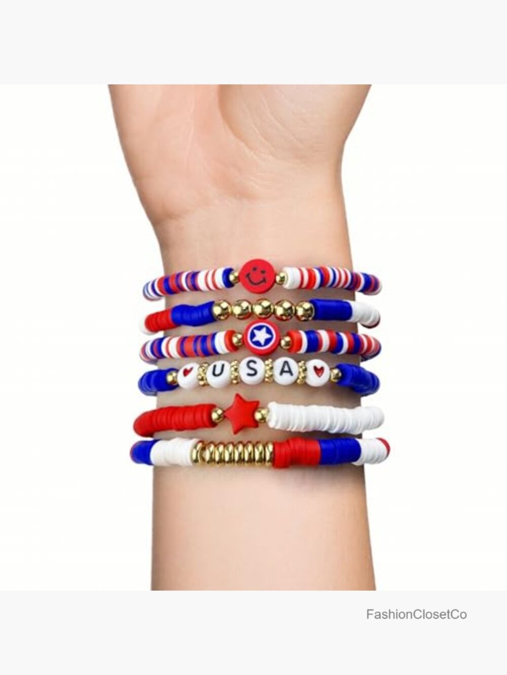 6 Pack Patriotic Stretch Bracelets Fourth of July Party Favors - Picture 5 of 6